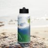 Stainless steel water bottle with a straw lid